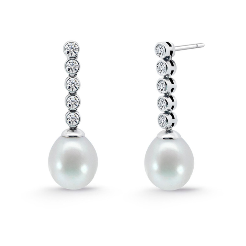Pearl and Diamond Earrings Serenity Chatones 0.53 White Gold - Earrings