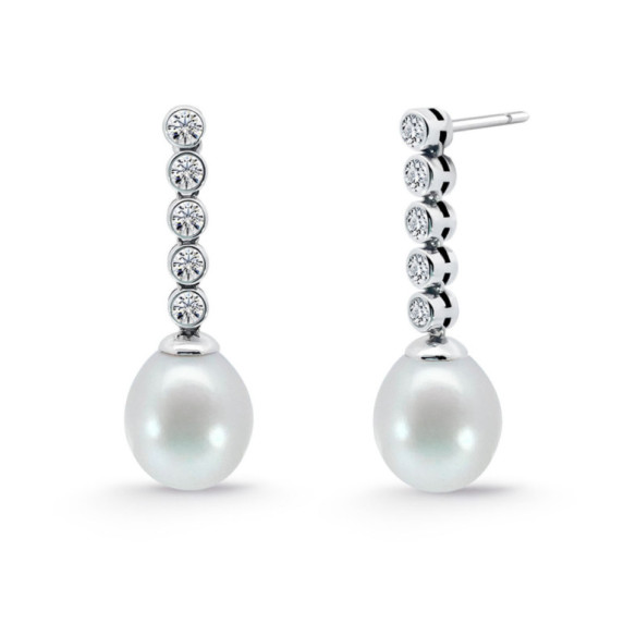 Pearl and Diamond Earrings Serenity Chatones 0.53 White Gold - Earrings