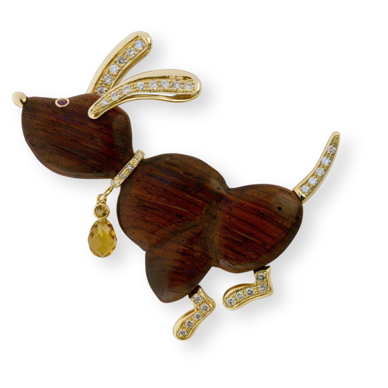 Brooch LOVE MY DOGS Dog Basset Hound - brooches
