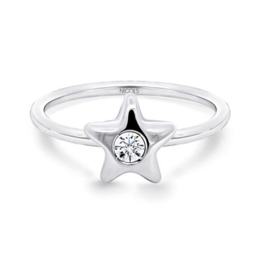 Anillo Solitario Estrella 0.08 - aniversario