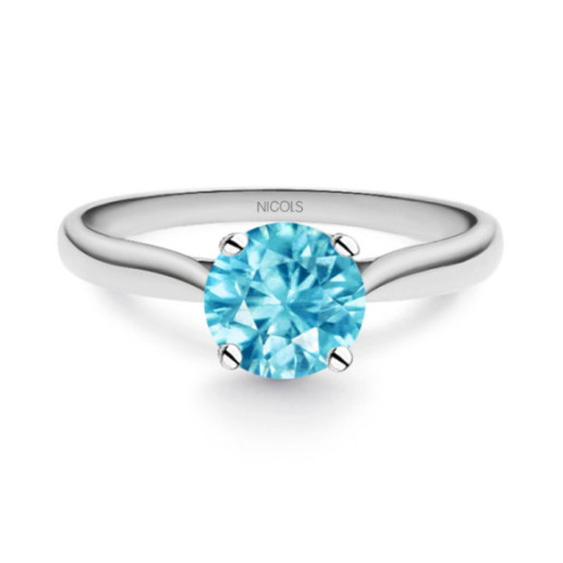 Anillo Zircon Azul Oro Blanco Solitario Nicole - Anillos Otras Piedras Preciosas