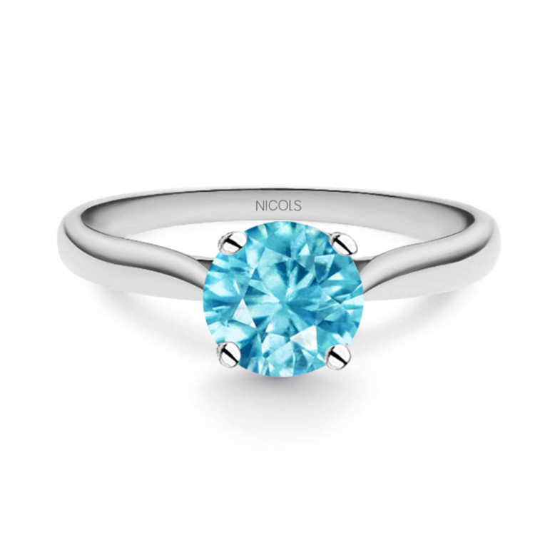 Single Blue Zircon Gold Ring Nicole - Ringe andere Edelsteine