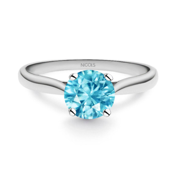 Single Blue Zircon Gold Ring Nicole - Ringe andere Edelsteine