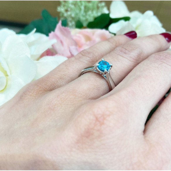 Single Blue Zircon Gold Ring Nicole - Ringe andere Edelsteine