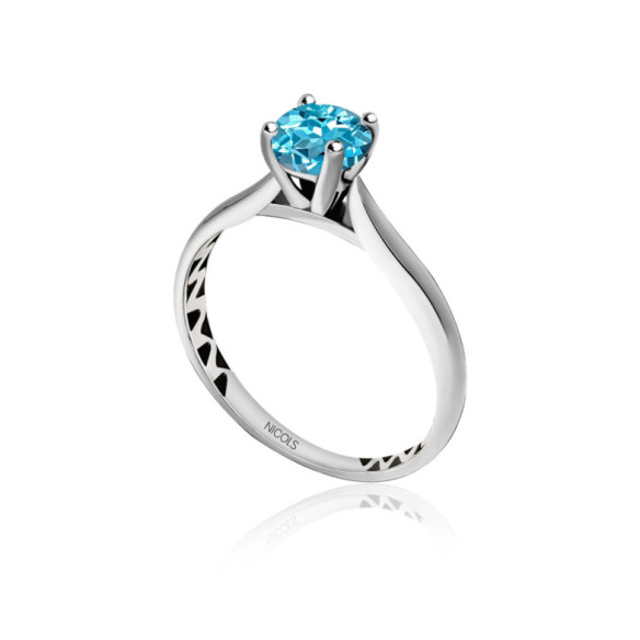 Single Blue Zircon Gold Ring Nicole - Ringe andere Edelsteine