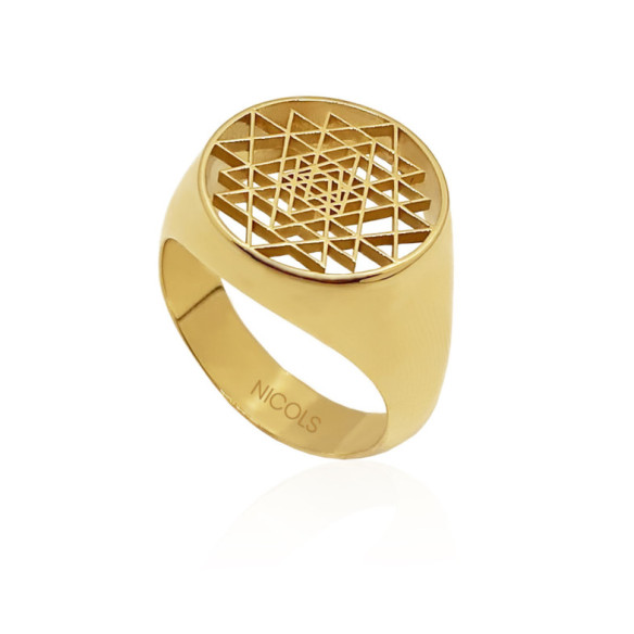 Triangles seal Sri Yantra - Man rings stamps