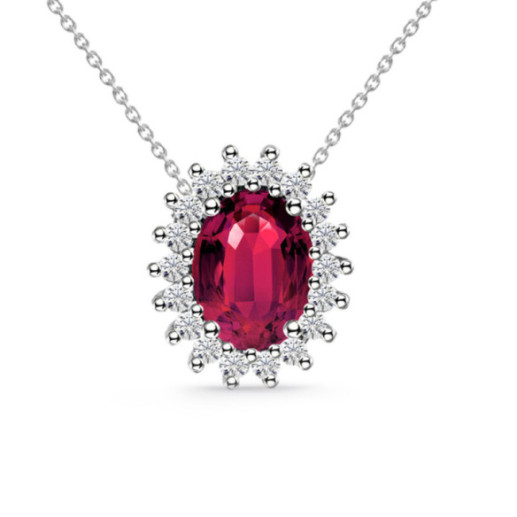 Collar Rubi 1.30 Y Diamantes Dalia - Collares de Piedras Rojas