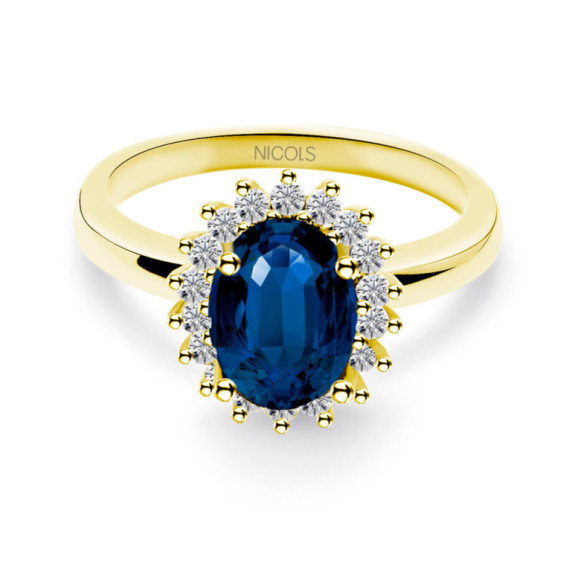 Anillo Zafiro Dalia 1.30Ct Oro Amarillo - Anillos Compromiso Aniversario