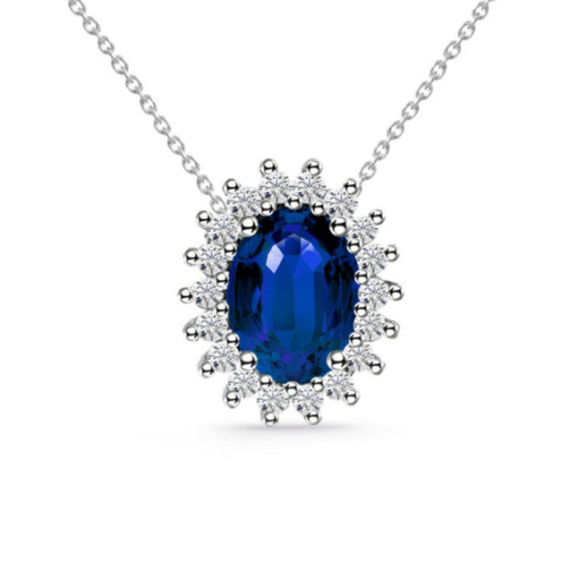 Collar Zafiro 1.30 Y Diamantes Dalia - Colliers de pierres bleues