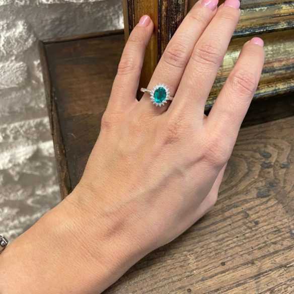 Anillo Compromiso Esmeralda Dalia 1.30 - Anillos Compromiso Aniversario