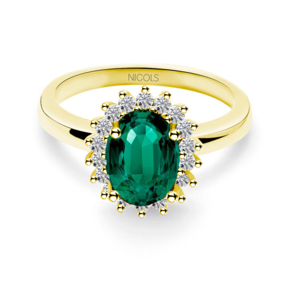 Anillo Esmeralda Dalia 1.30 Oro Amarillo - Impegno di anniversario degli anelli