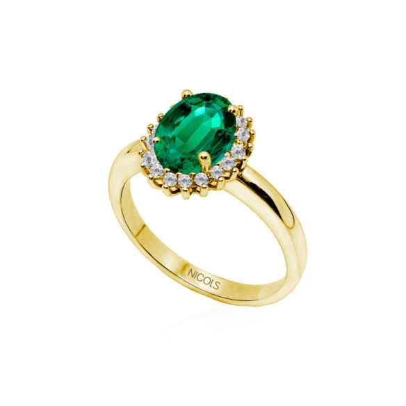 Anillo Esmeralda Dalia 1.30 Oro Amarillo - Impegno di anniversario degli anelli