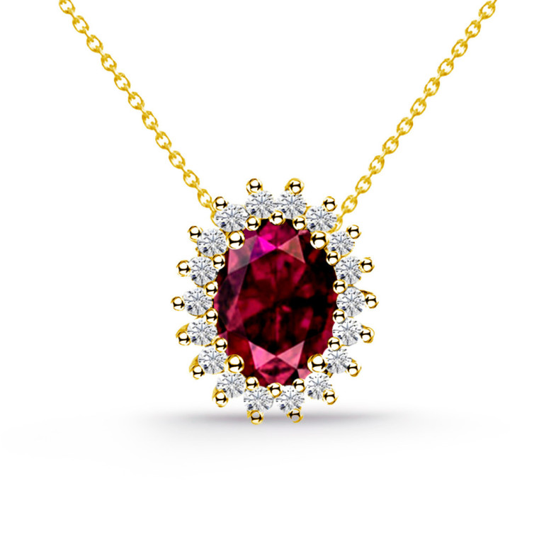 Collar Rubi oval y Diamantes Dalia - Rote Steinketten
