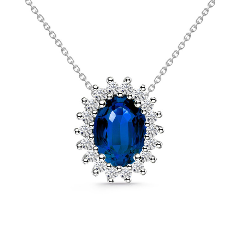 Collar Zafiro 1.00 Y Diamantes Dalia - Blaue Steine Halsketten