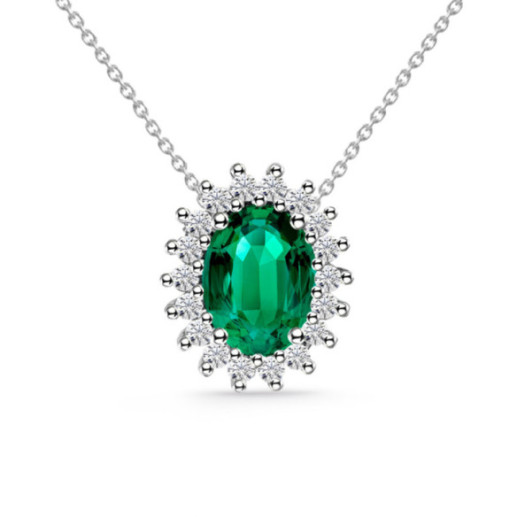 Collar Esmeralda 1.00 Y Diamantes Dalia - Collares de Piedras Verdes