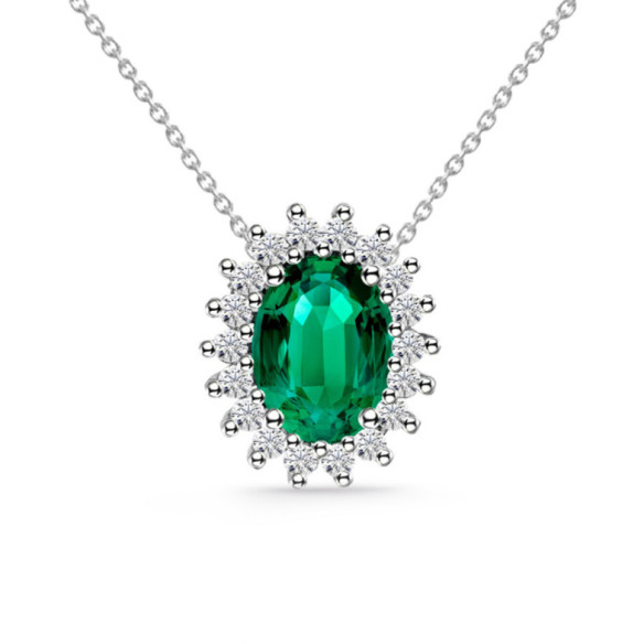 Collar Esmeralda 1.00 Y Diamantes Dalia - Collane in pietra verde