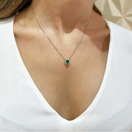 Collar Esmeralda 1.00 Y Diamantes Dalia - Colares de pedra verde 2