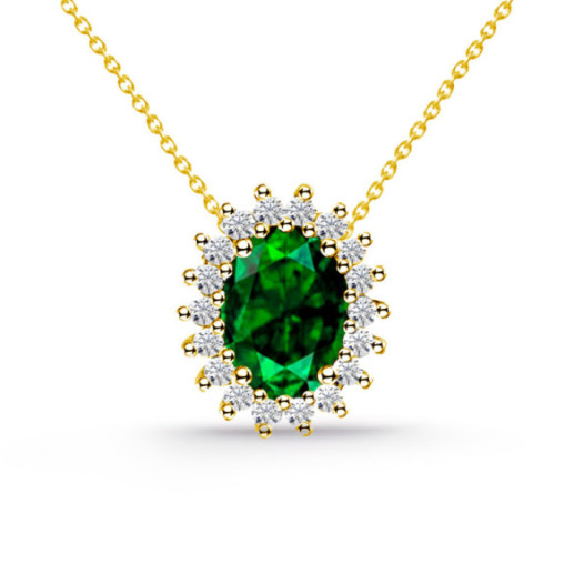 Collar oro amarillo Esmeralda y Diamantes Dalia - COLARES