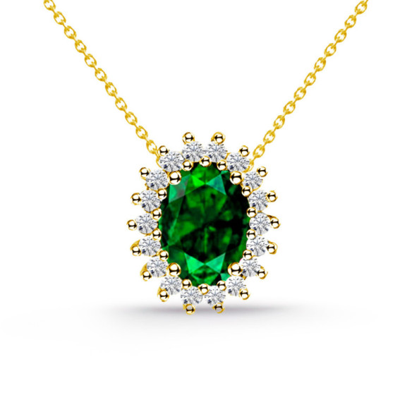 Collar oro amarillo Esmeralda y Diamantes Dalia - COLLARES