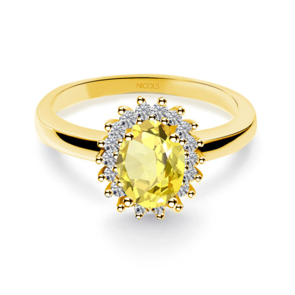 Anillo Zafiro Amarillo Dalia 0.90 - Bagues de fiançailles d'anniversaire