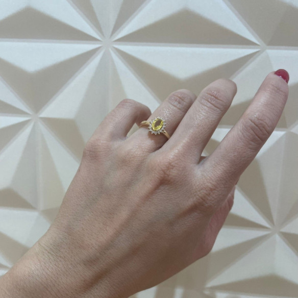 Anillo Zafiro Amarillo Dalia 0.90 - Bagues de fiançailles d'anniversaire