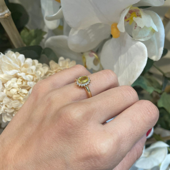 Anillo Zafiro Amarillo Dalia 0.90 - Bagues de fiançailles d'anniversaire