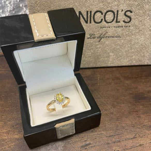 Anillo Zafiro Amarillo Dalia 0.90 - Bagues de fiançailles d'anniversaire