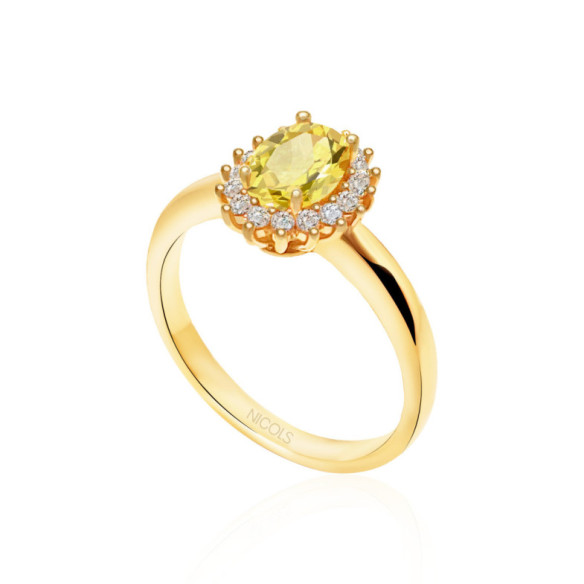 Anillo Zafiro Amarillo Dalia 0.90 - Bagues de fiançailles d'anniversaire