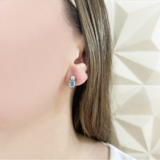Orecchini blu e diamante Zircon - Orecchini a pietre blu