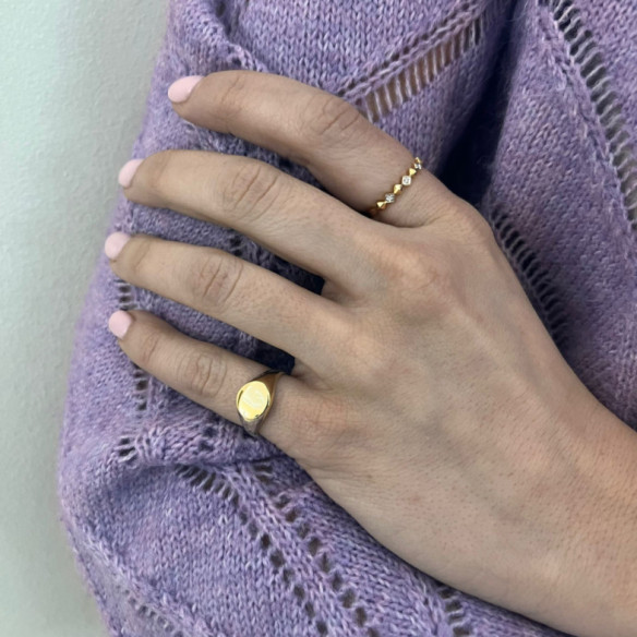 Ring Siegel Gold Frau kleinen Kreis - Goldene Ringe ohne Steine