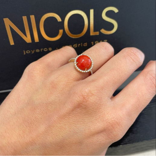 Anillo Coral Diamantes Red Velvet Nicols 12Mm - diseños actuales 2