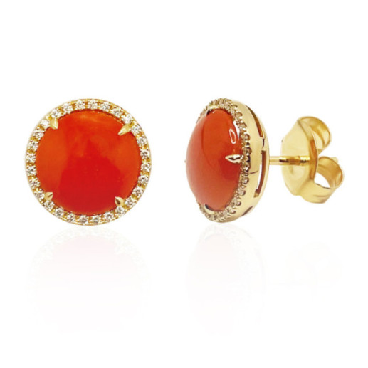 Pendientes Coral Diamantes Red Velvet 12Mm - Pendientes de Piedras Roja