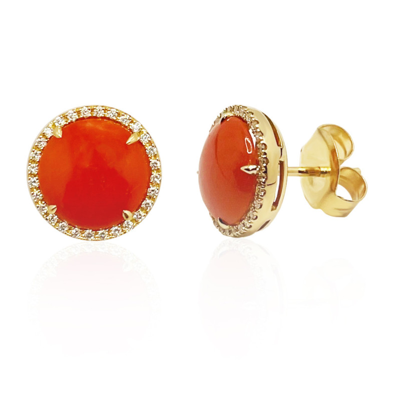 Pendientes Coral Diamantes Red Velvet 12Mm - Brincos de pedras vermelhas