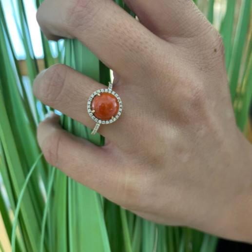 Anillo Coral Diamantes Red Velvet 11Mm - diseños actuales 2
