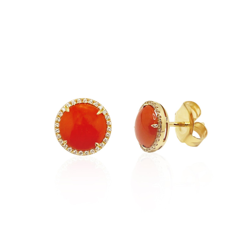 RED VELVET Coral Diamonds Earrings 11MM - Red stones earrings