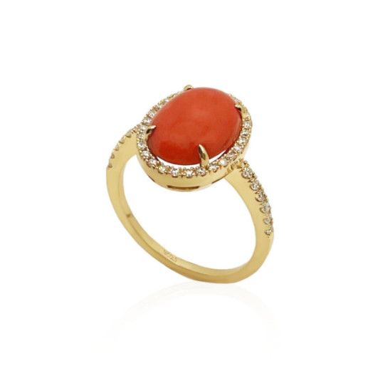 Anillo Coral Oval Red Velvet 14X11Mm - diseños actuales