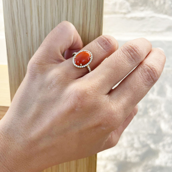 Anillo Coral Oval Red Velvet 14X11Mm - diseños actuales