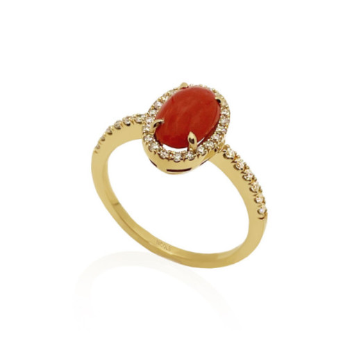 Anillo Coral Oval Red Velvet 11X8Mm - diseños actuales