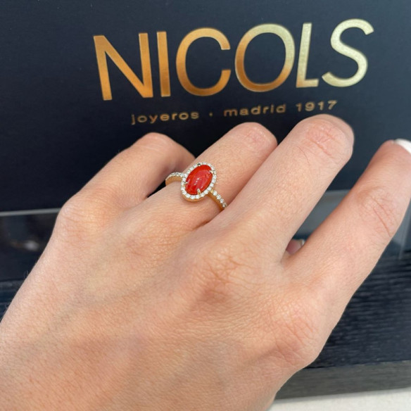 Anillo Coral Oval Red Velvet 11X8Mm - diseños actuales