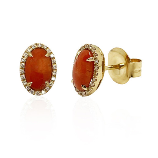 Pendientes Coral Diamantes Red Velvet 11X8Mm - Pendientes de Piedras Roja