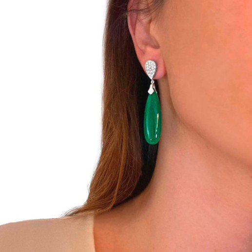 Golden Gold Gold Jade Orecchini Serenity Drop e Diamonds - Orecchini in pietra verde 2