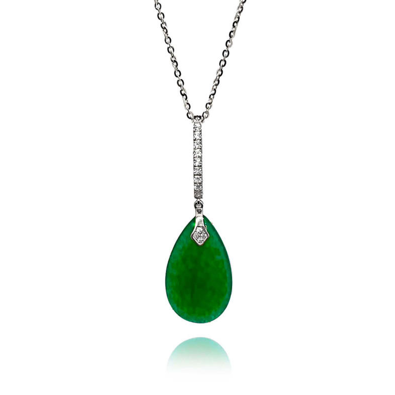 Colgante Jade Verde Oro Y Diamantes Serenity - Pingentes de pedras verdes
