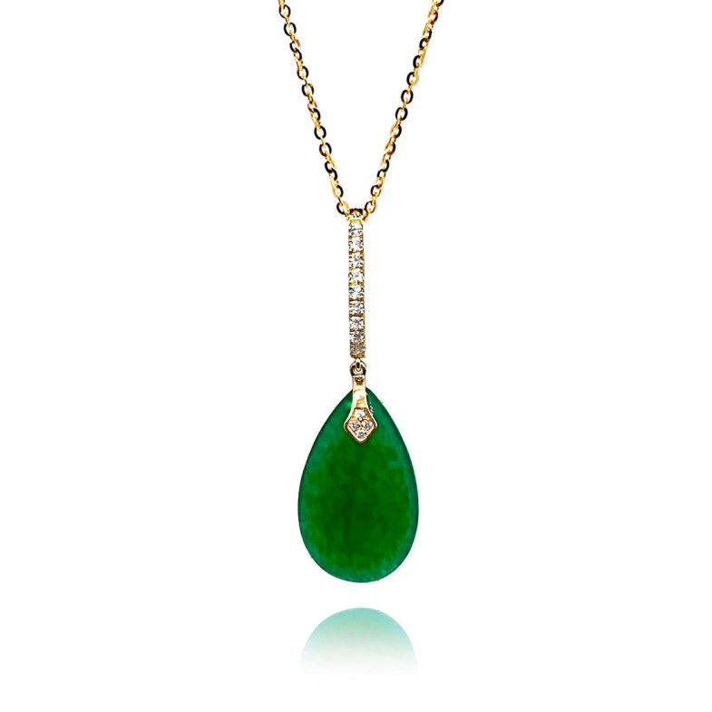 Colgante Jade Verde Oro Y Diamantes Serenity - Colgantes de Piedras Verde