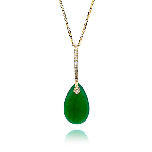 Colgante Jade Verde Oro Y Diamantes Serenity - Colgantes de Piedras Verde
