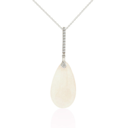 Colgante Jade Blanco Oro Y Diamantes Serenity - Colgantes Otras Piedras de Colores