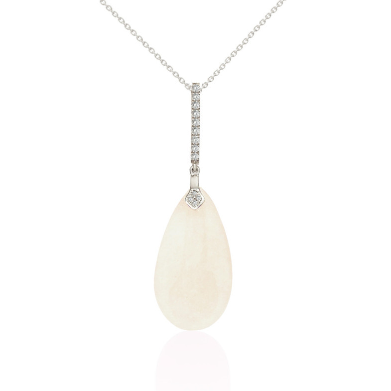 Pendant White Jade Gold and Diamonds SERENITY - Pendants Other colorful stones