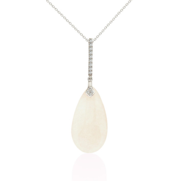 Pendant White Jade Gold and Diamonds SERENITY - Pendants Other colorful stones