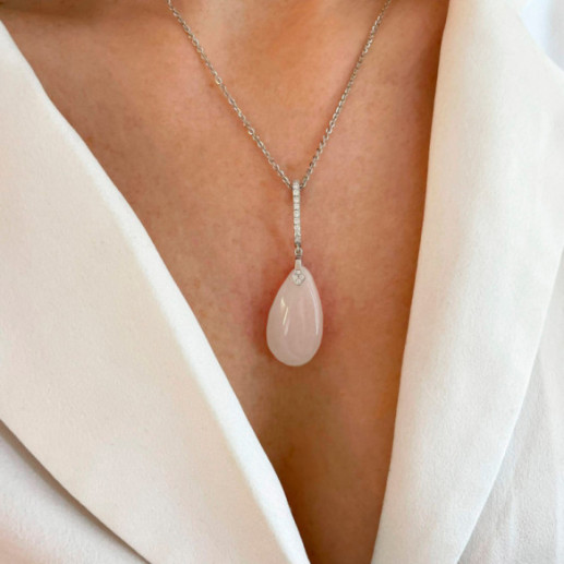 Colgante Jade Blanco Oro Y Diamantes Serenity - Colgantes Otras Piedras de Colores 2