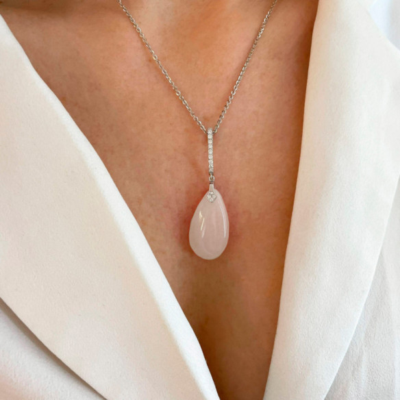 Colgante Jade Blanco Oro Y Diamantes Serenity - Pendenti altre pietre colorate