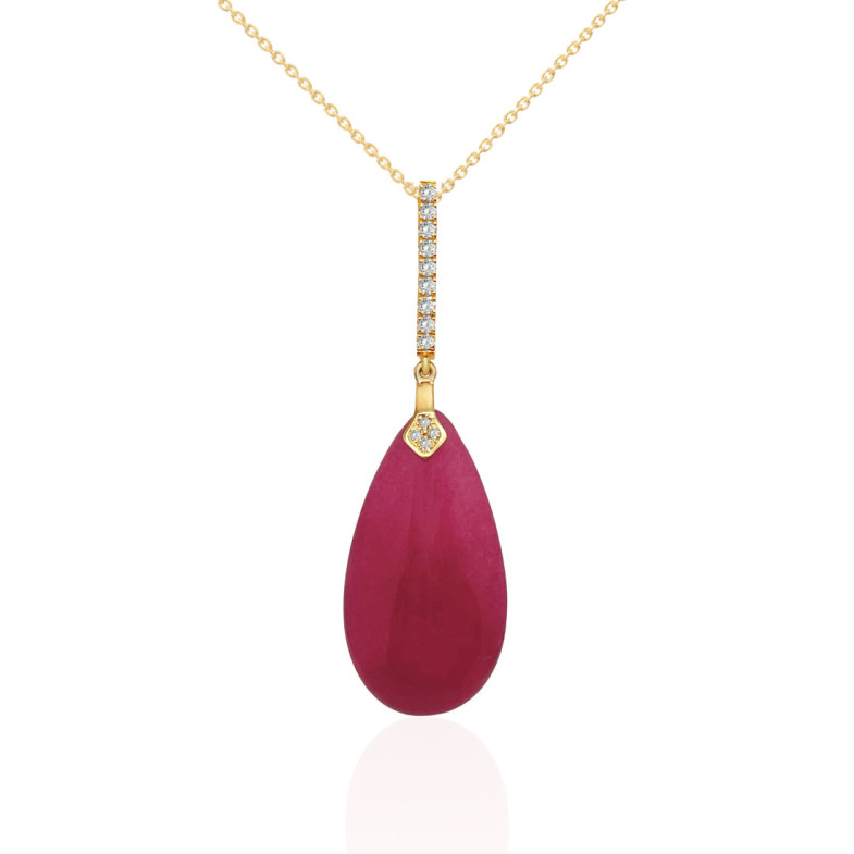 Purple Jade Pendant Gold and Diamonds SERENITY - Pendants Other colorful stones